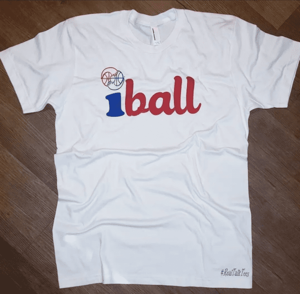 A white t-shirt with the word " iball ".