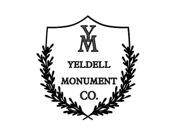 A black and white logo of the yeldell monument company.